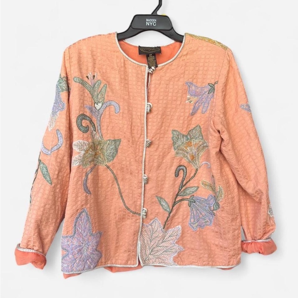 American Vintage Peach Floral Embroidered Blazer